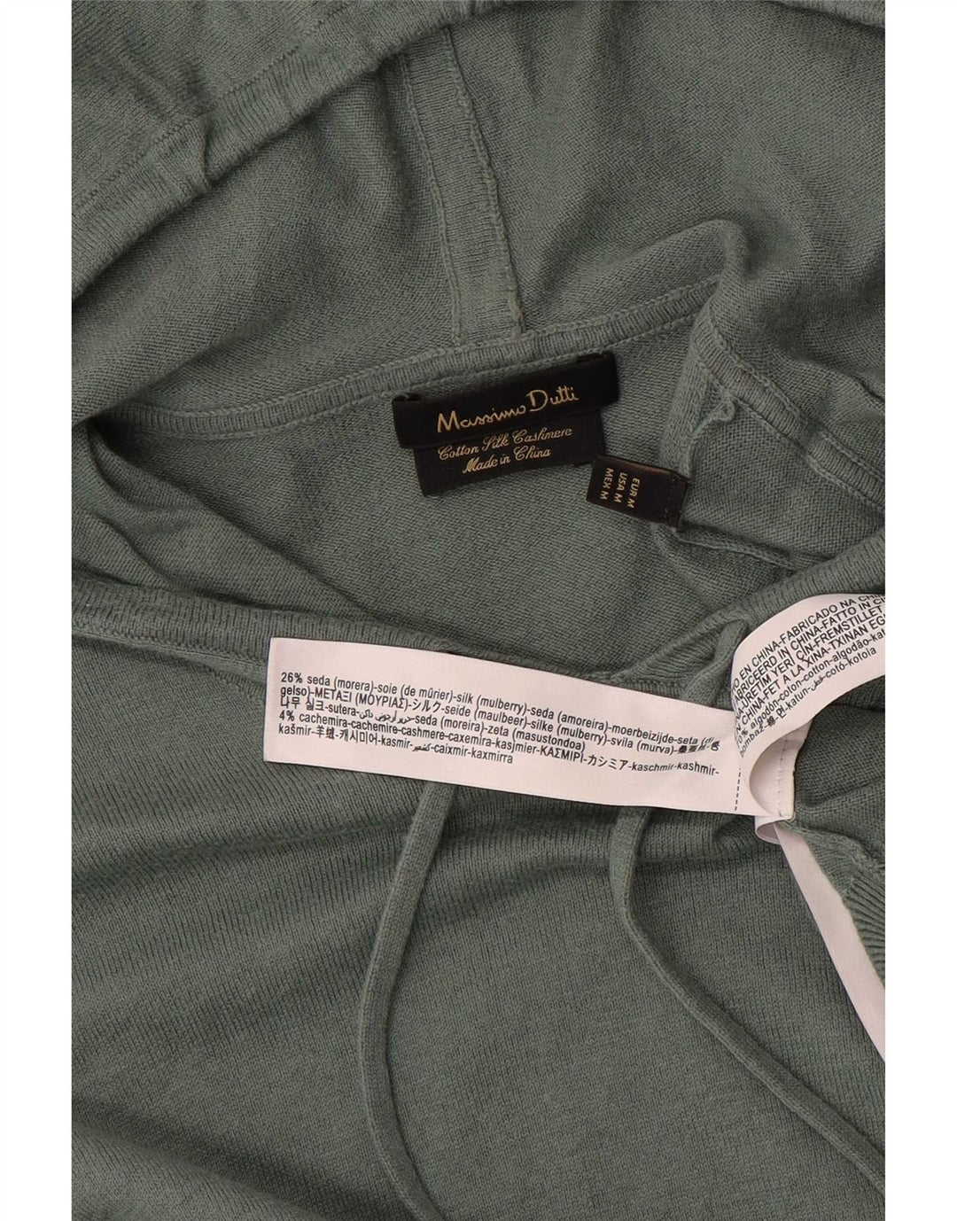 Męski sweter z kapturem Massimo Dutti, średni zielony, bawełniany