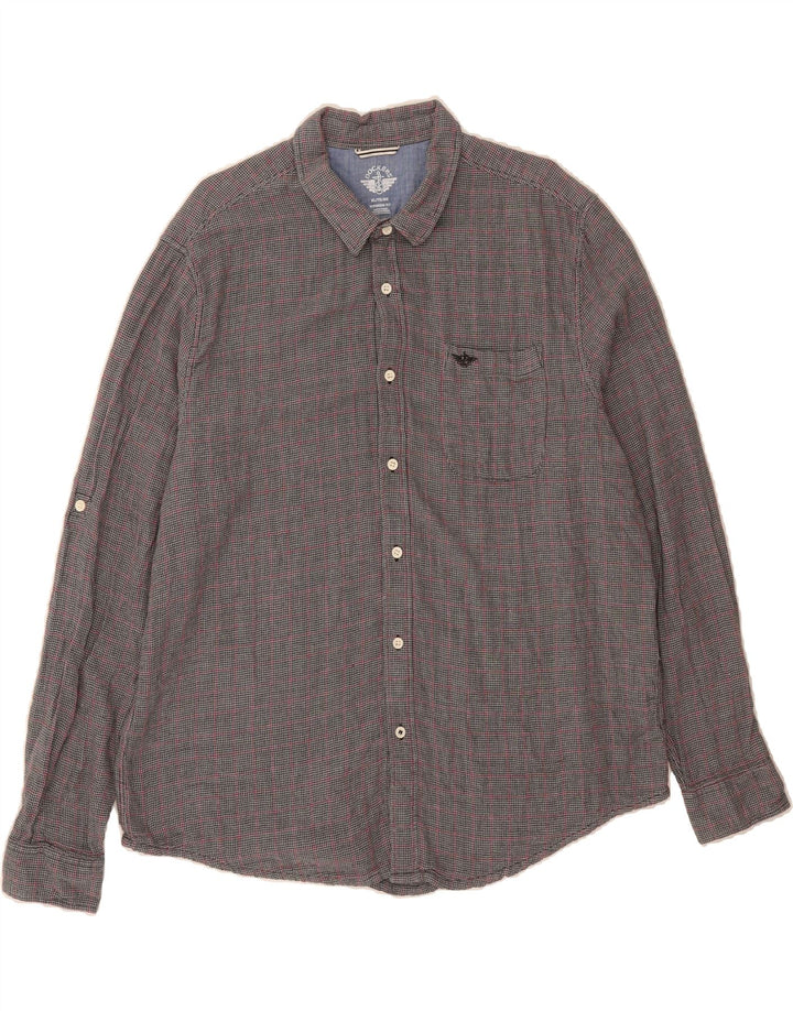 DOCKERS Mens Modern Fit Shirt XL Grey Check Cotton Vintage Dockers and Second-Hand Dockers from Messina Hembry 