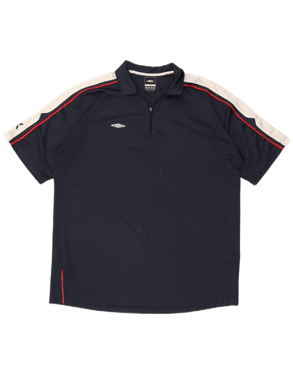 Męska koszulka polo Umbro z zamkiem błyskawicznym 2XL, granatowa, poliester w blokach kolorów