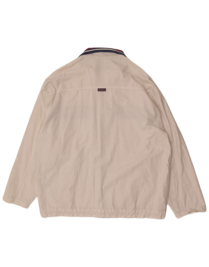 Męska kurtka dresowa w stylu vintage XL, biała, bawełniana w bloki kolorów