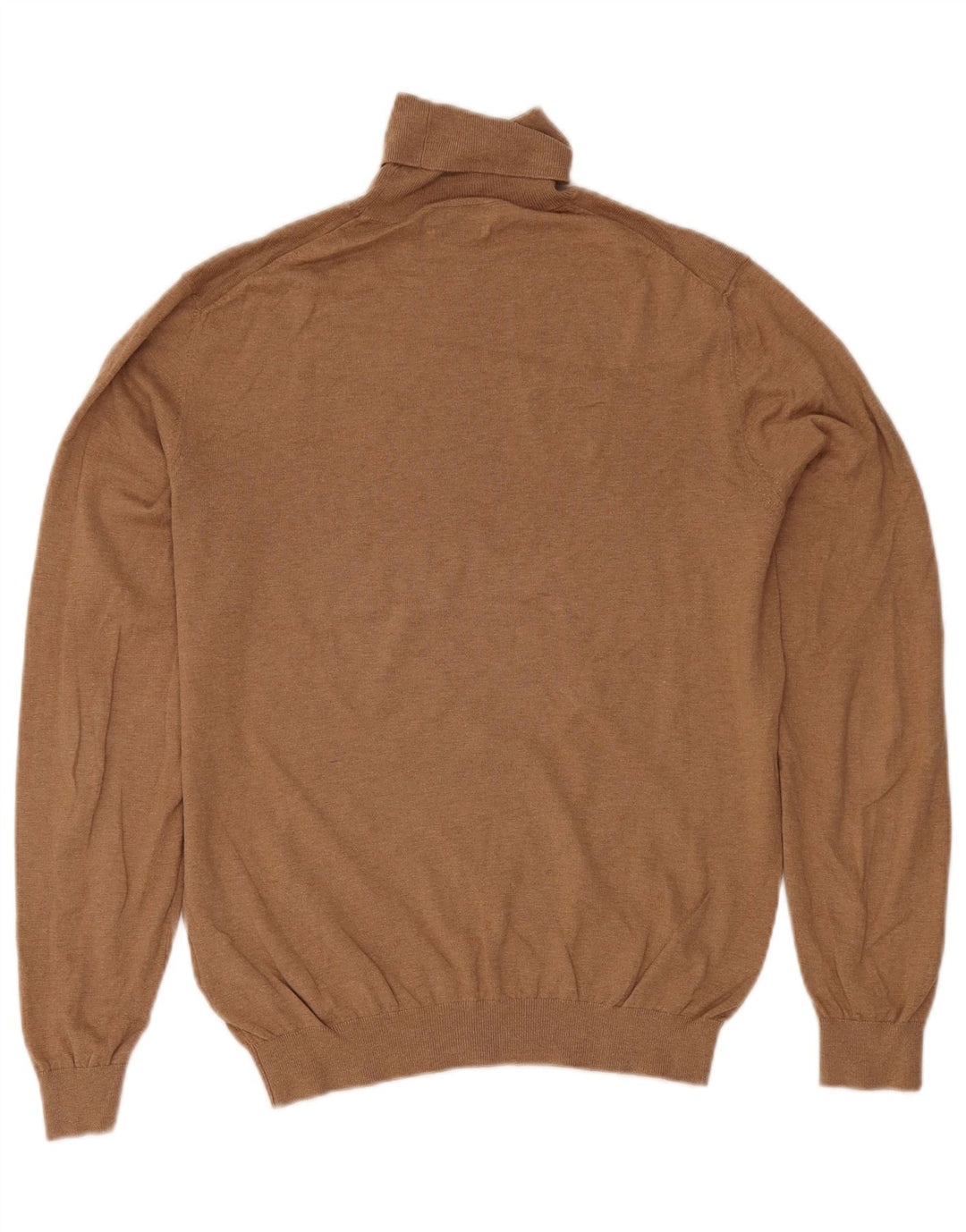 Męski sweter Massimo Dutti z wywijanym dekoltem, duży, beżowy, bawełniany