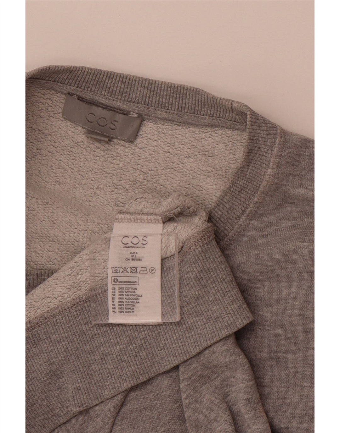 COS Męski sweter bluzowy, duży, szary, bawełniany
