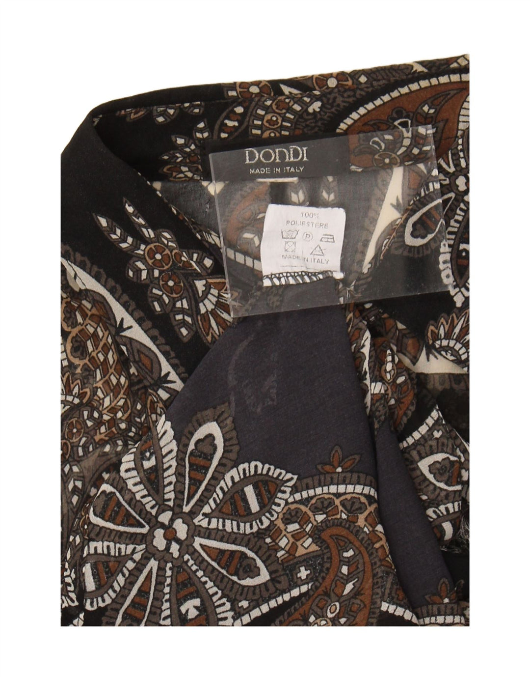 Damska prześwitująca bluzka koszulowa w stylu vintage UK 18 XL Brązowa Paisley Poliester