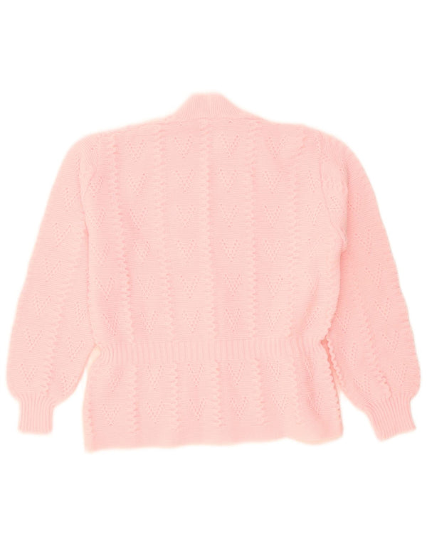 Sweter damski w stylu vintage, UK 14, średni różowy akryl
