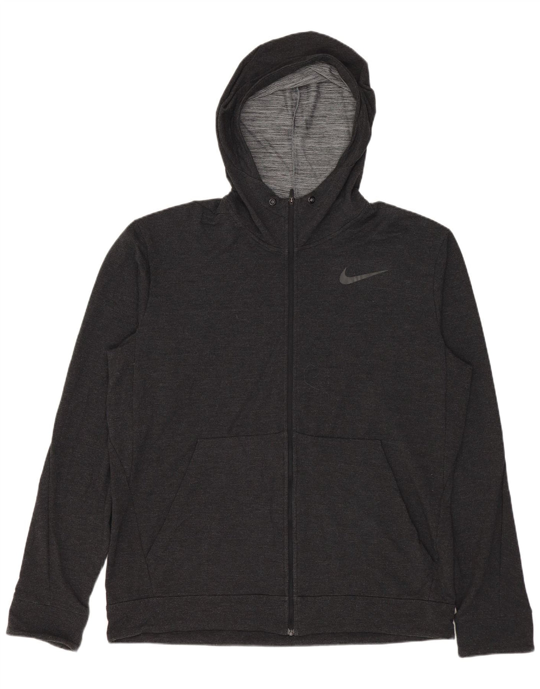 Męski sweter z kapturem i zamkiem Nike Dri Fit, duży, szary, sztuczny jedwab