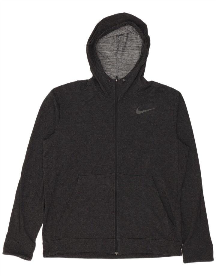 Męski sweter z kapturem i zamkiem Nike Dri Fit, duży, szary, sztuczny jedwab