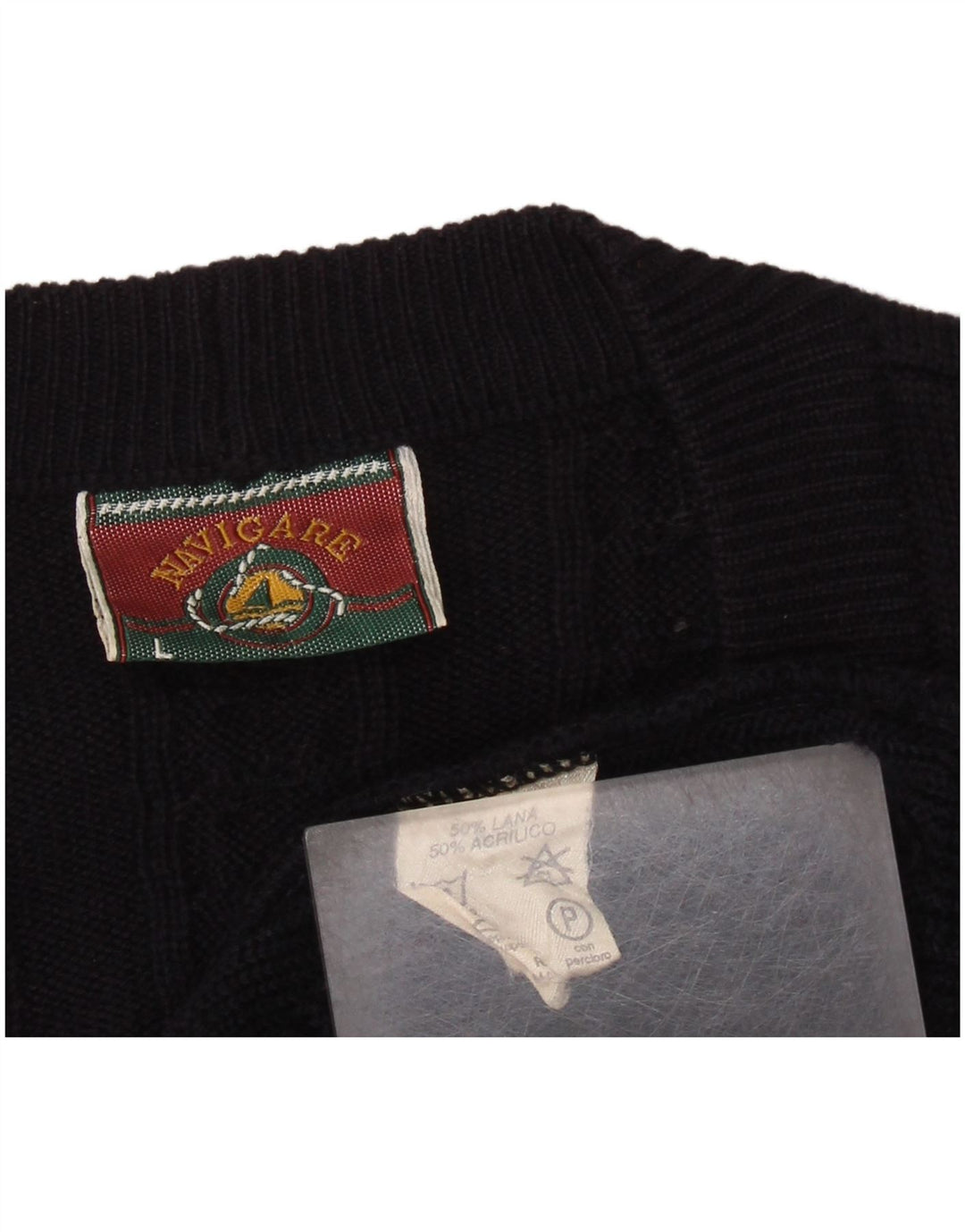 Męski sweter rozpinany Navigare, duży, granatowy, wełniany