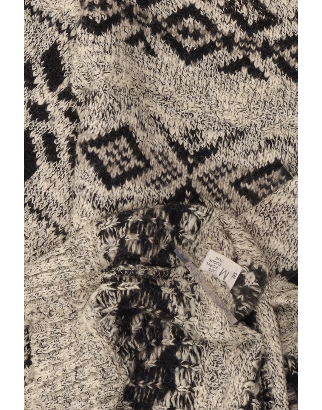 Męski sweter w stylu VINTAGE, z dekoltem w szpic, średnio szary, z wełny Fair Isle