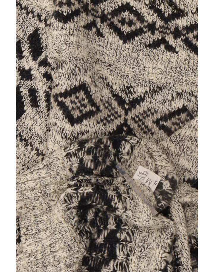 Męski sweter w stylu VINTAGE, z dekoltem w szpic, średnio szary, z wełny Fair Isle