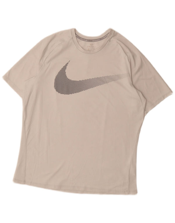 Męski T-shirt Nike Dri Fit z grafiką, średni biały poliester