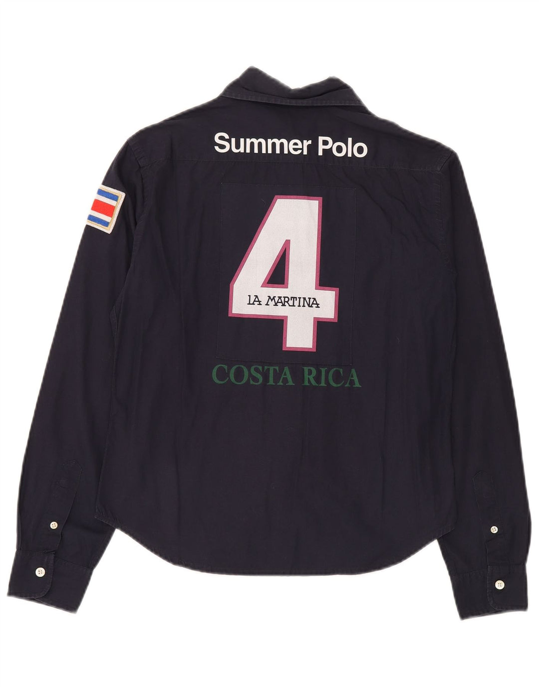 Damska koszula graficzna LA MARTINA UK 16, duża, granatowa, bawełniana