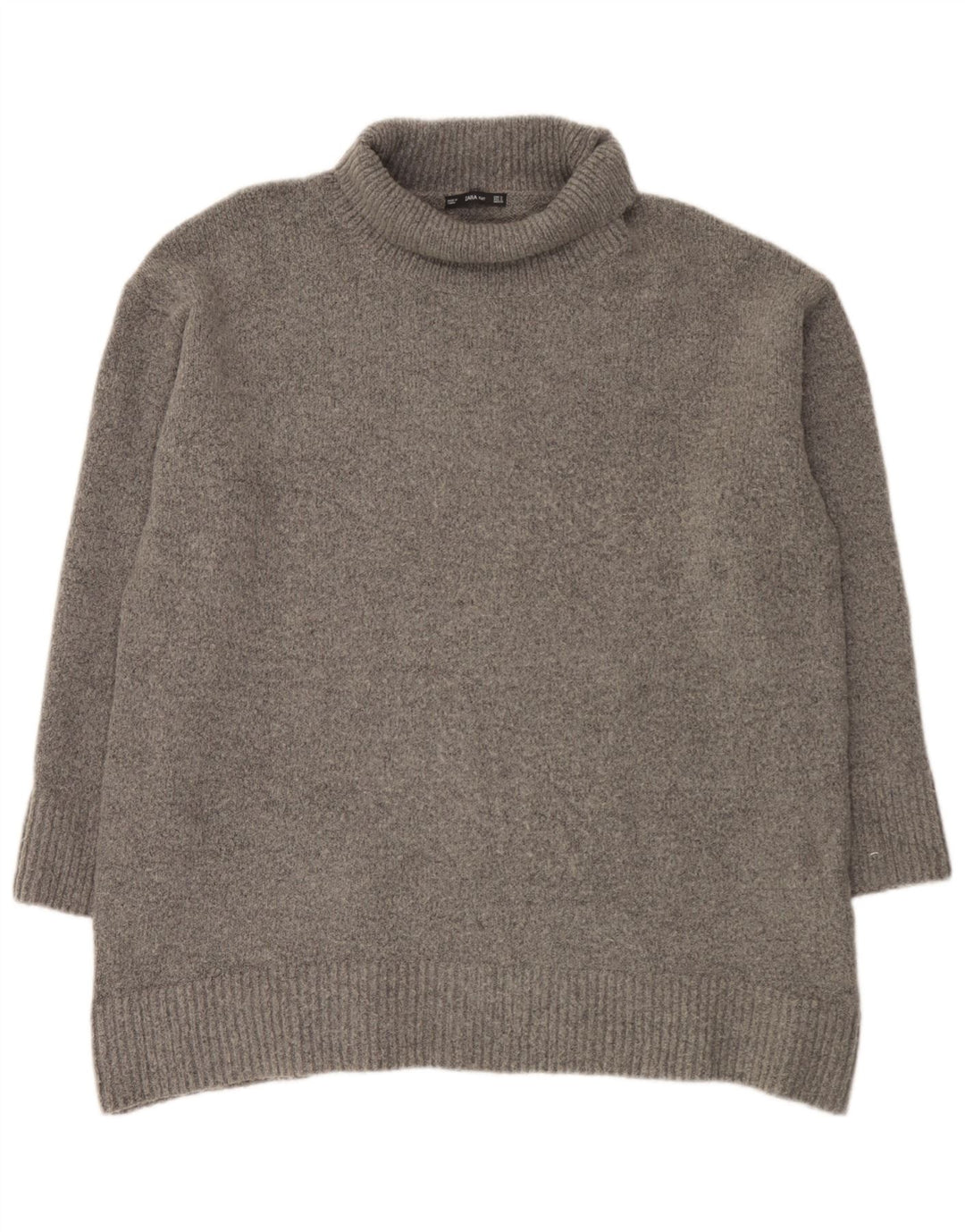 Damski sweter oversize Zara z wywijanym dekoltem UK 10, mały, szary, akrylowy