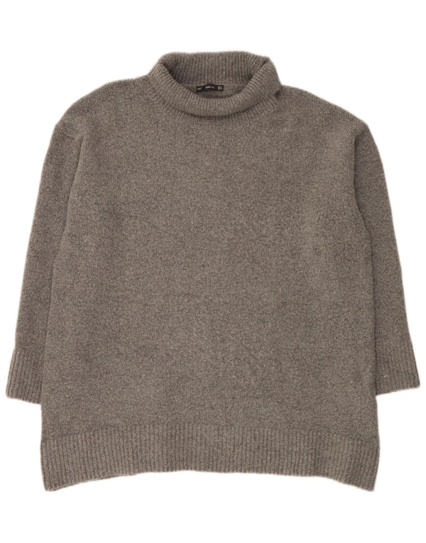 Damski sweter oversize Zara z wywijanym dekoltem UK 10, mały, szary, akrylowy