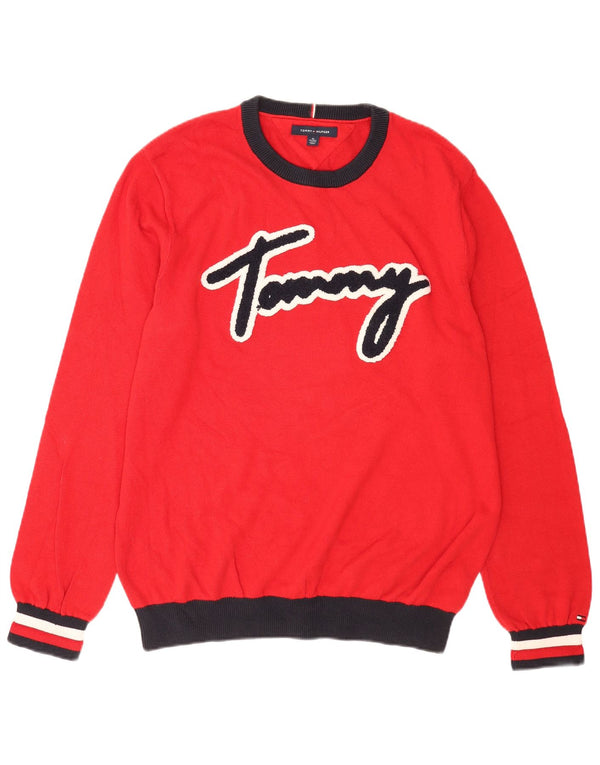 Męski sweter Tommy Hilfiger z graficznym wycięciem pod szyją XL w kolorze czerwonym