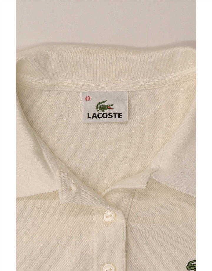 Damska koszulka polo Lacoste z długim rękawem, rozmiar 40, średnia, biała bawełna
