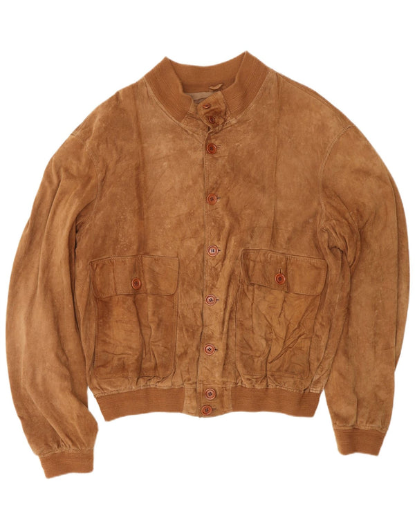 Vintage męska zamszowa kurtka bomber UK 40, duża brązowa