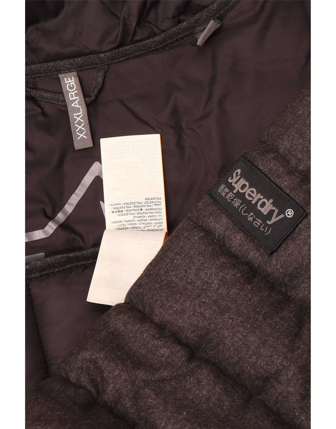 Męska ocieplana kurtka z kapturem Superdry UK 46 3XL Szary poliester