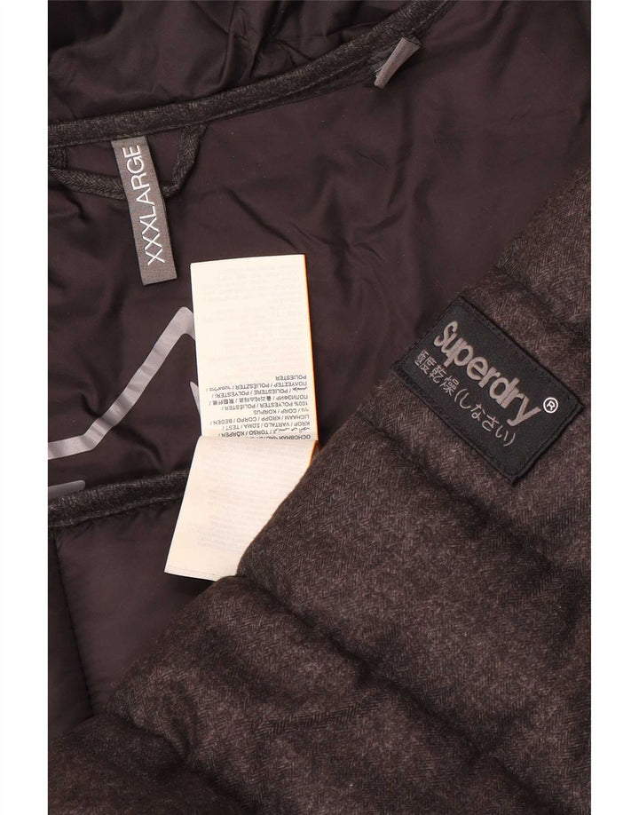 Męska ocieplana kurtka z kapturem Superdry UK 46 3XL Szary poliester