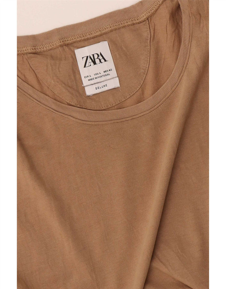 T-shirt męski Zara, duży, beżowy