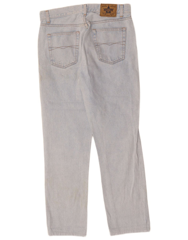 VINTAGE Damskie proste dżinsy z wysokim stanem W31 L30 Niebieska bawełna