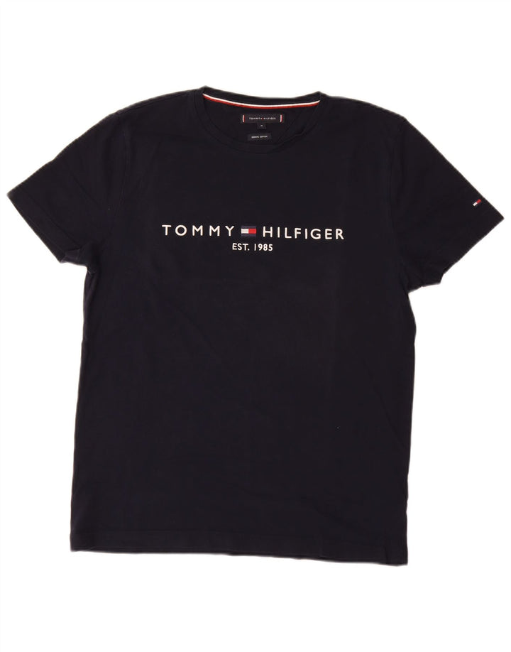 Męska koszulka z grafiką TOMMY HILFIGER Top, średnia, granatowa, bawełniana