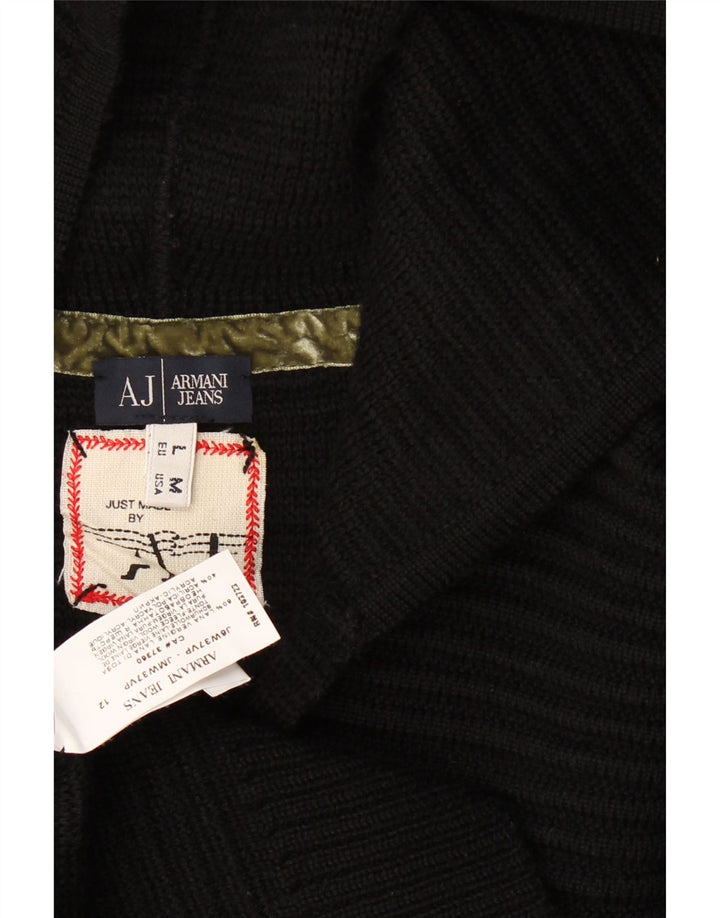 Damski sweter z kapturem Armani Jeans UK 14 Średnia czarna wełna