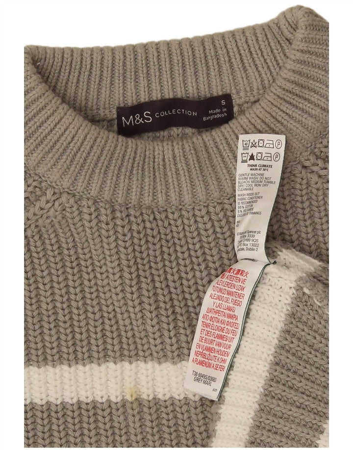Marks & Spencer Damski sweter z okrągłym dekoltem UK 10 w małe szare paski