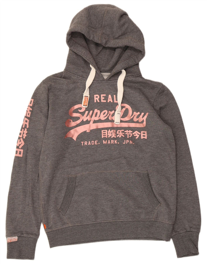 Damski sweter z kapturem i grafiką SUPERDRY UK 14, średni szary poliester