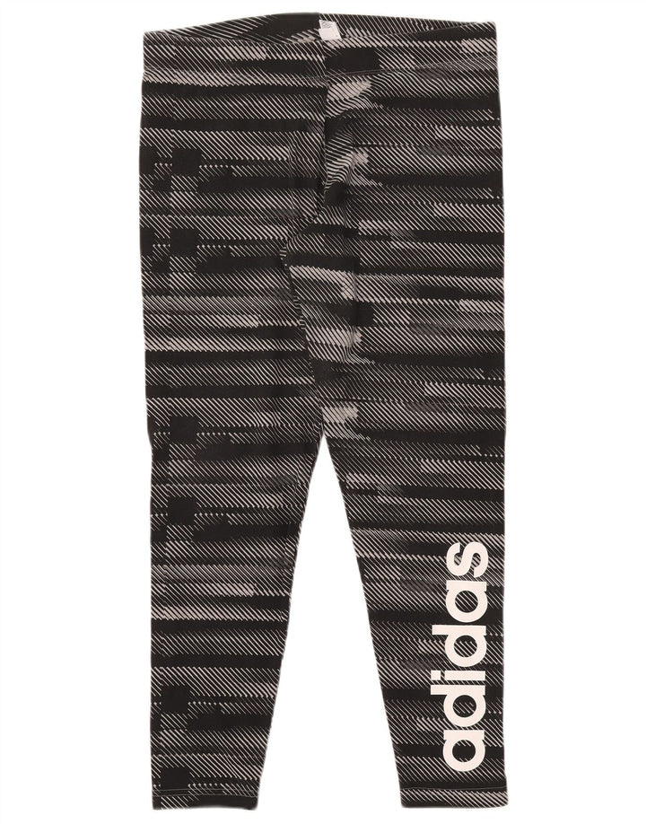 Damskie legginsy ADIDAS z grafiką UK 16/18, duże, czarne, bawełniane w paski