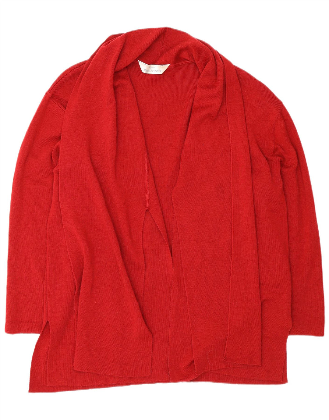 Marks & Spencer Damski sweter oversize z otwartym kardiganem UK 14, duży czerwony