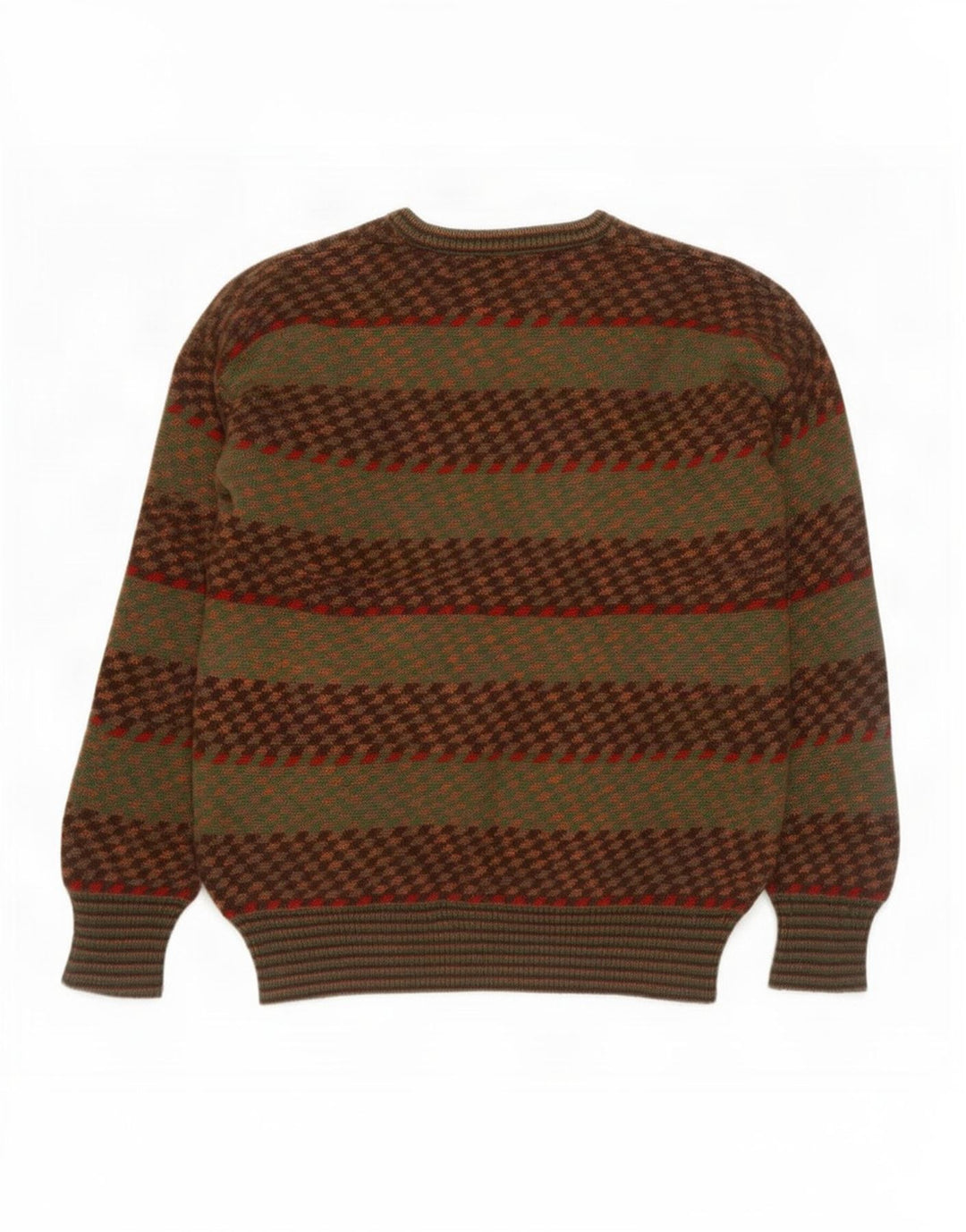 Męski sweter w stylu vintage z dekoltem w szpic IT 50 w średnie paski khaki