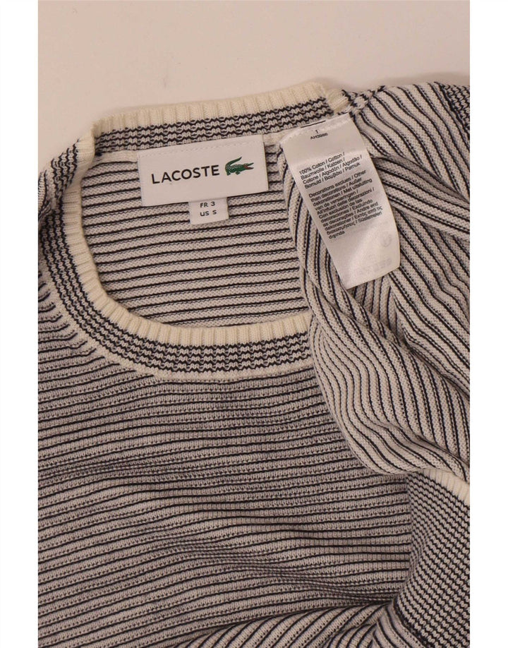 Męski sweter Lacoste z okrągłym dekoltem, rozmiar 3, mały, szary, bawełniany w paski