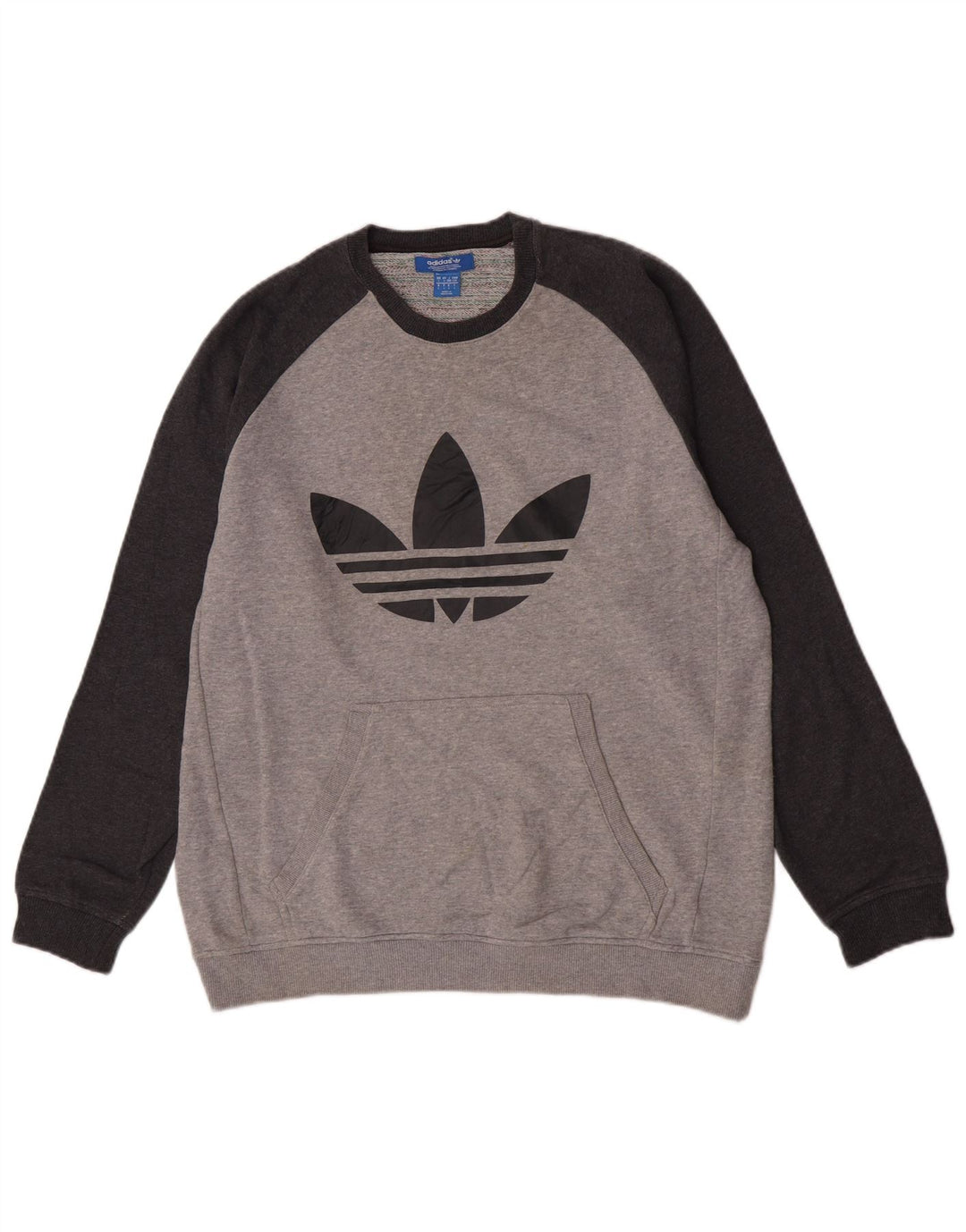 Męska bluza Adidas z grafiką, duża, szara, bawełniana z blokami kolorów