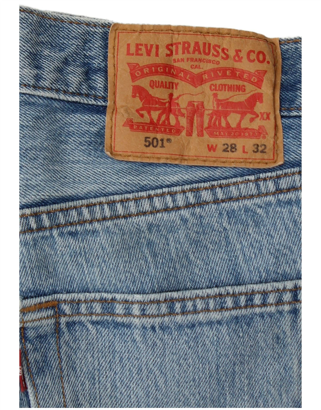 Męskie jeansy Levi's 501 Straight W28 L32 Niebieskie bawełniane