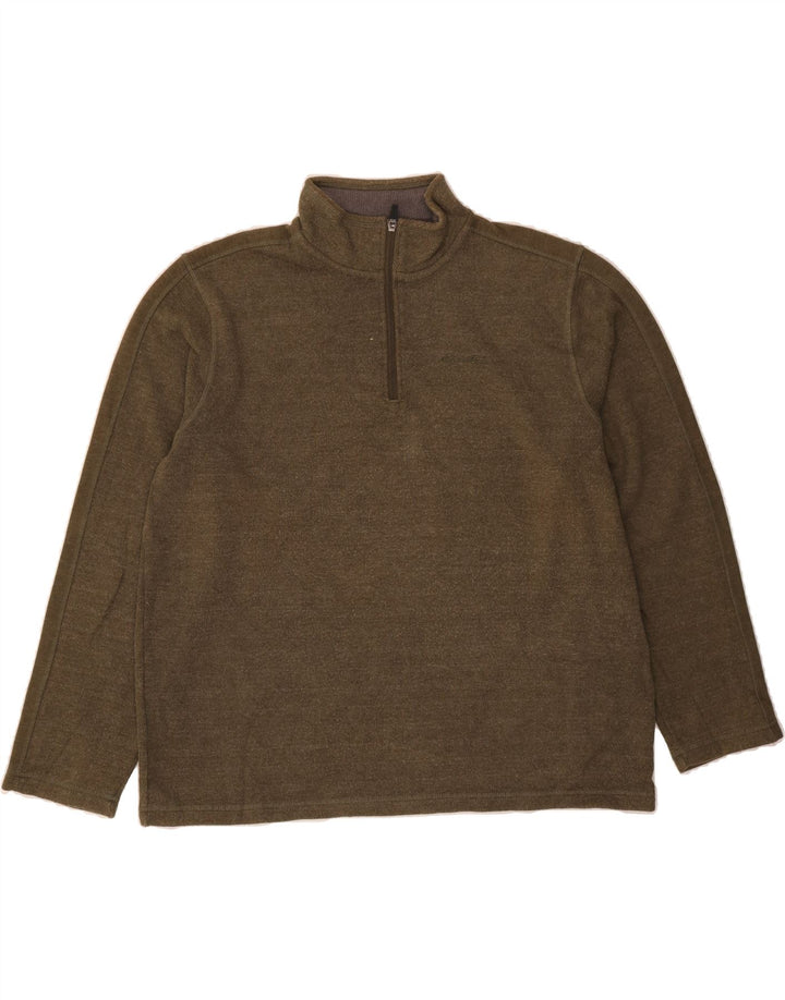 EDDIE BAUER Mens Zip Neck Sweatshirt Jumper XL Khaki Cotton Vintage Eddie Bauer and Second-Hand Eddie Bauer from Messina Hembry 