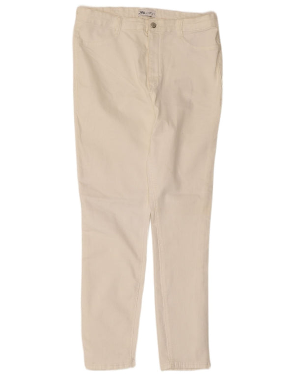 Damskie spodnie typu slim casual Zara EU 46 2XL W36 L28 Biała bawełna