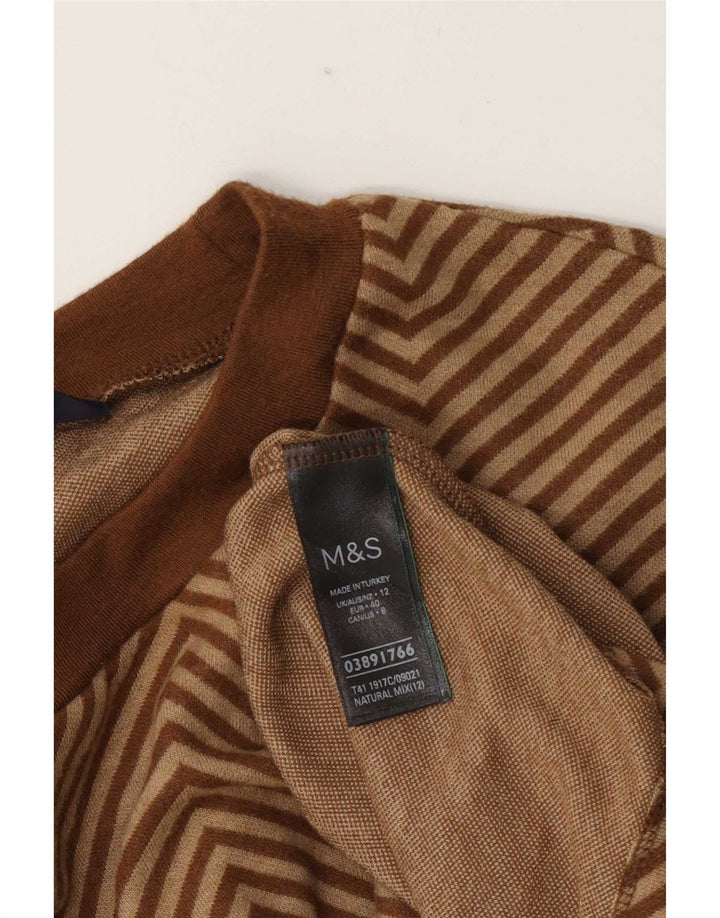 Marks & Spencer Damski sweter z okrągłym dekoltem UK 12 Średni brązowy Chevron