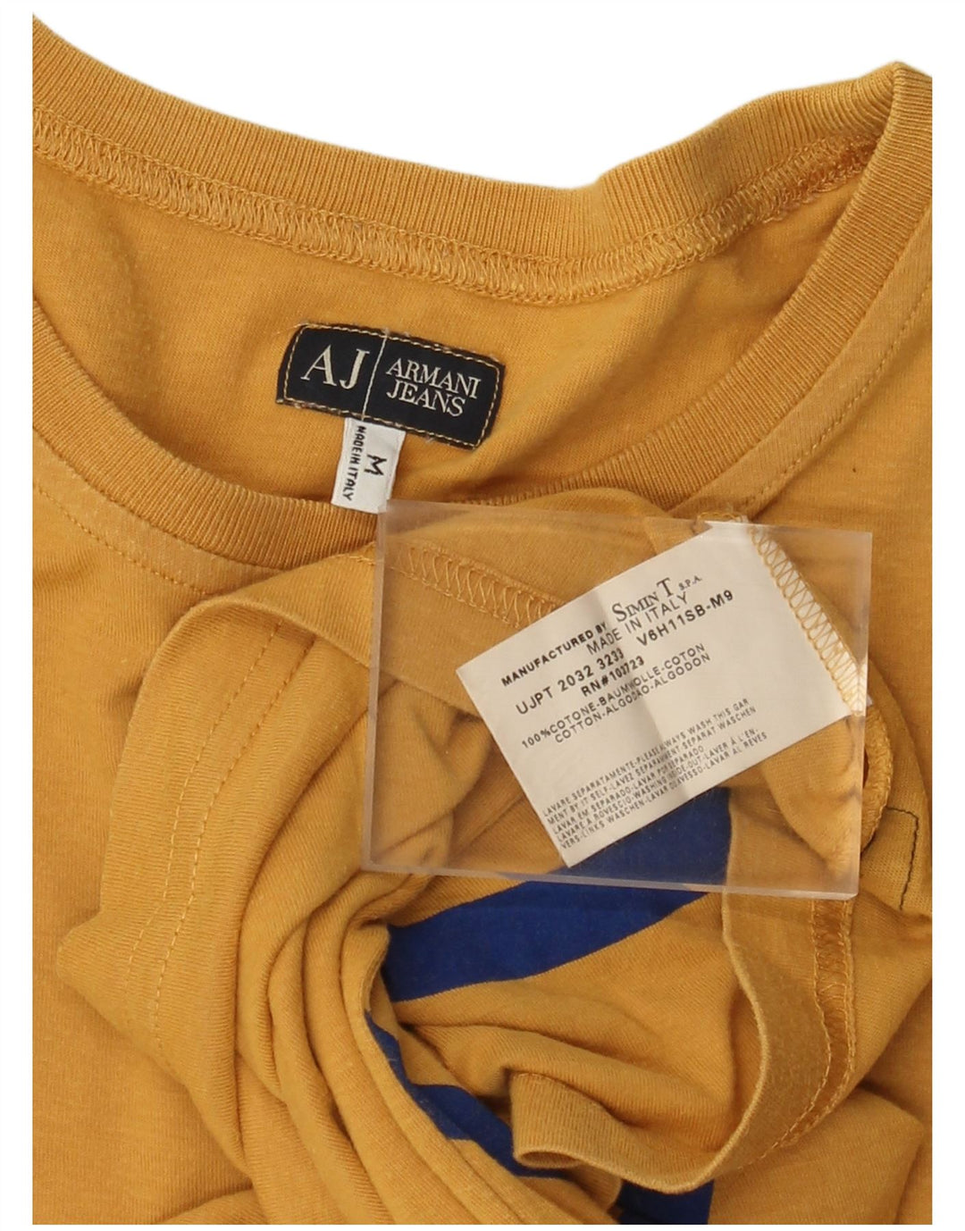 Armani Jeans Męski graficzny top z długim rękawem, średniożółty, bawełniany