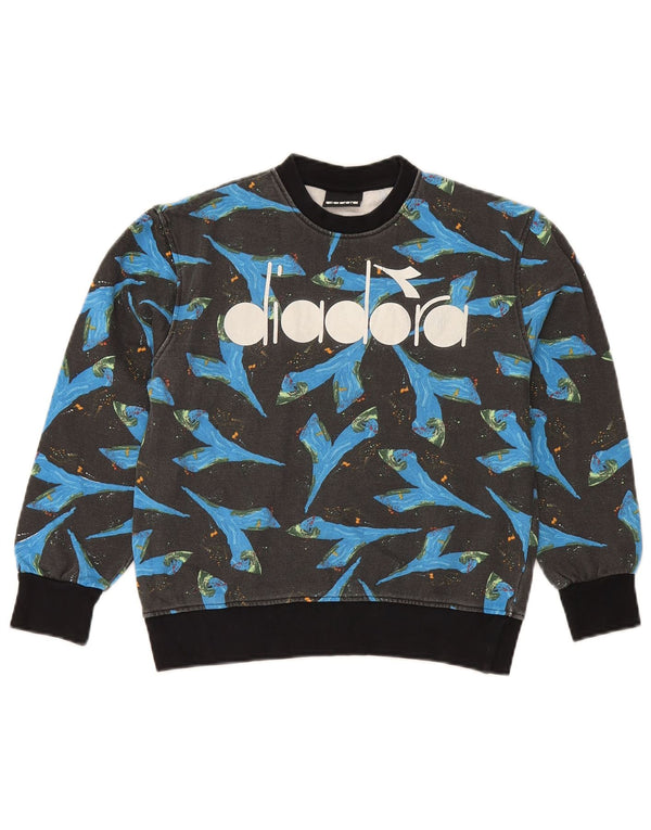 Diadora Boys Graphic Sweatshirt Jumper 9-10 Years Blue Colourblock Cotton
