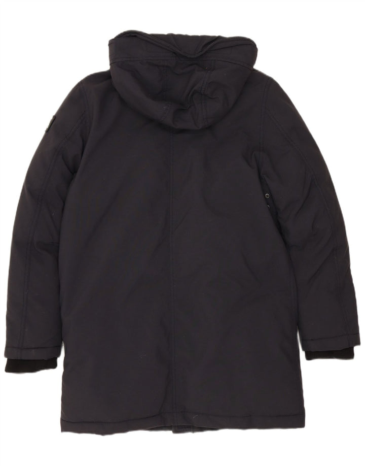 Damski ocieplany płaszcz z kapturem SCHOTT US 12, duży, czarny poliester