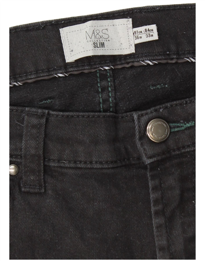 Marks & Spencer Męskie jeansy slim W36 L33 Czarne bawełniane