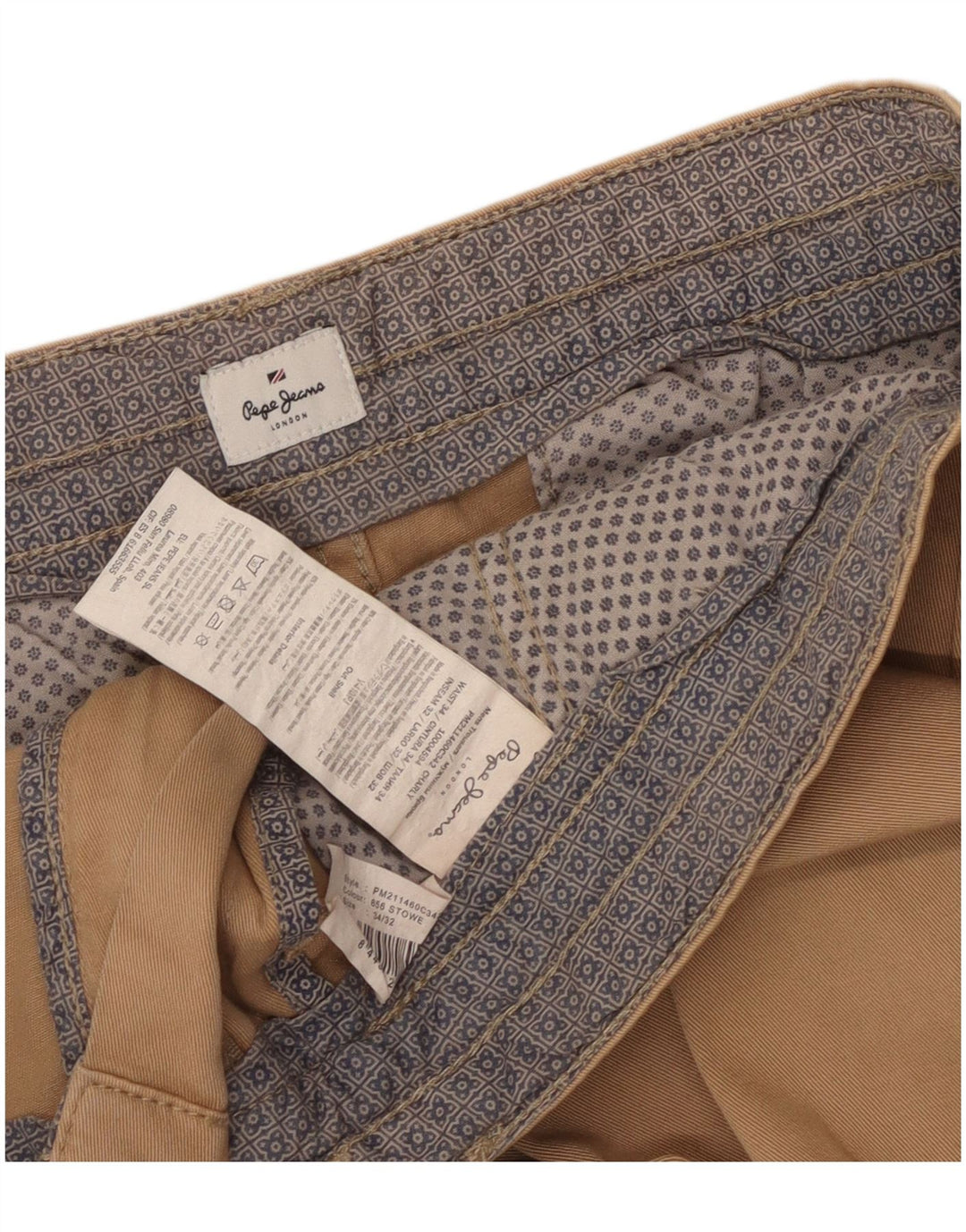 Spodnie męskie PEPE Jeans Slim Chino W34 L32 Beżowa bawełna