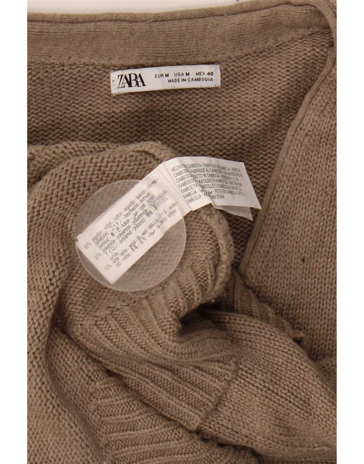 Męski sweter rozpinany Zara w kolorze średniego beżu, bawełniany