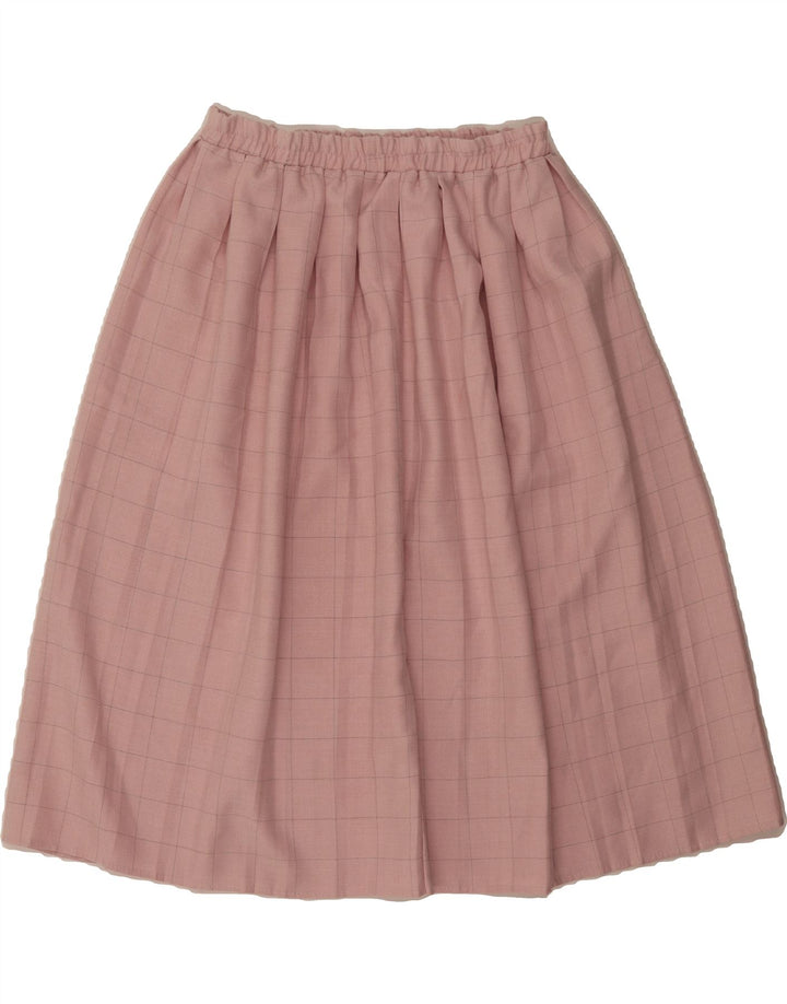 VINTAGE Womens Pleated Skirt Medium W30 Pink Check Polyester Vintage Vintage and Second-Hand Vintage from Messina Hembry 