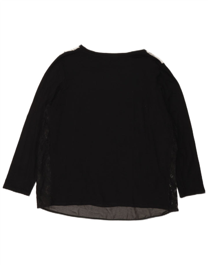 Damski top graficzny ELENA MIRO z długim rękawem, UK 18 XL, czarny