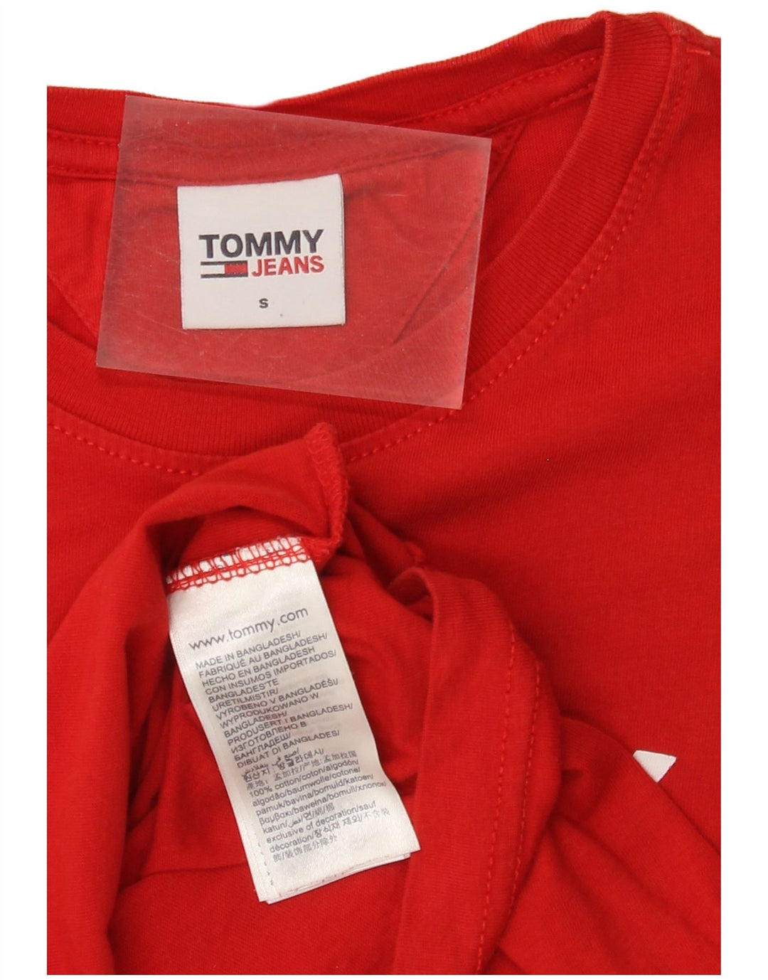 Męski T-shirt z grafiką TOMMY HILFIGER, mały, czerwony, bawełniany