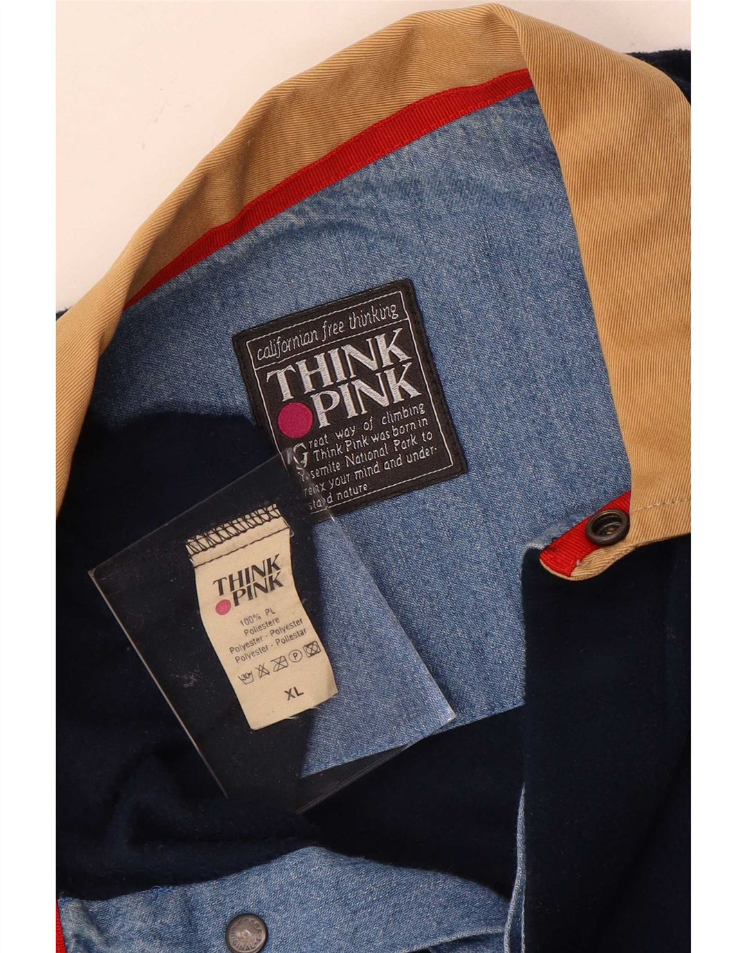 Think Różowy Męski sweter polo XL z polaru XL, granatowy, poliester
