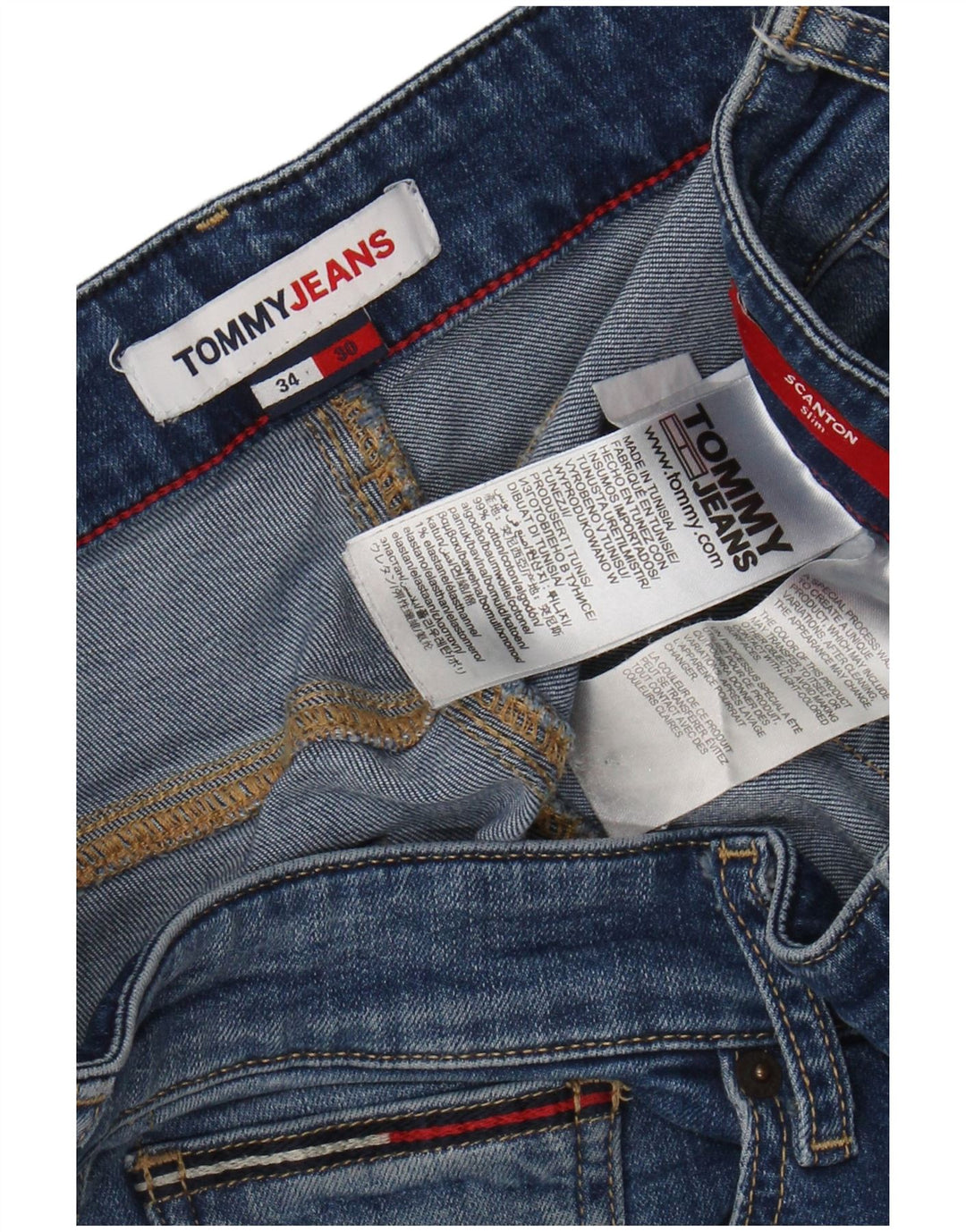 TOMMY HILFIGER Męskie jeansy Scanton Slim W34 L27 Niebieskie bawełniane