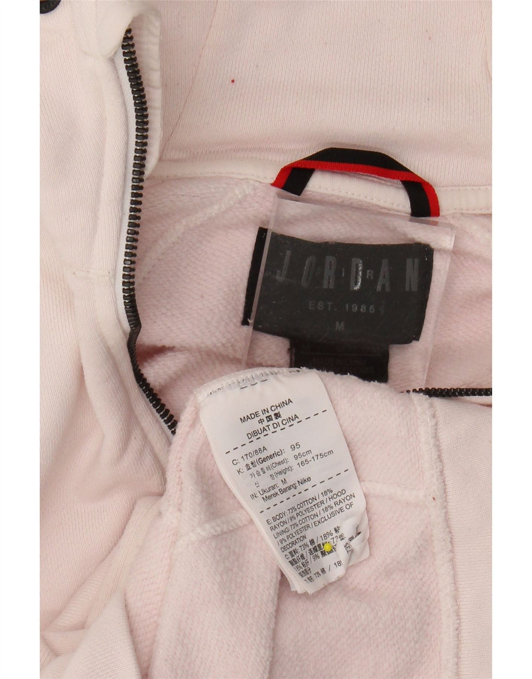 Damski sweter z kapturem i zamkiem JORDAN UK 12, średni, różowy, bawełniany