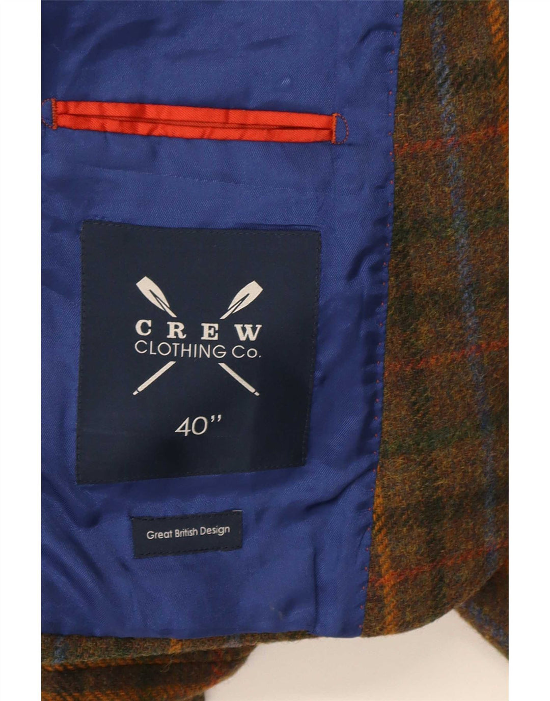 Crew Clothing Męska marynarka zapinana na 2 guziki, UK 38, wełniana w średnią brązową kratkę